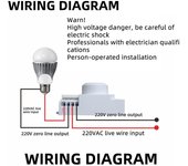 Sensor de radar de microondas de 5,8 GHz Interruptor de perilla Ajuste del interruptor Interruptor de sensor de luz LED Detector de movimiento huma...