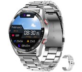 Llamada Reloj Inteligente Hombres Láser Salud Presión Arterial Fitnes Relojes Deportivos Cinturón de acero plateado