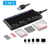 Lector de tarjetas multifunción USB 3.0 / XD / / SD / TF Lector de tarjetas USB 7 en 1 5 Gbps para PC Accesorios para computadoras portátiles