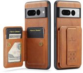 Funda de cuero de vaca encerada para Google Pixel 7 Pro Marrón