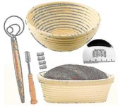 Juego de cesta a prueba de pan de 2 con kit redondo y horno de pan para hornear tazón -pan cojo- raspador de masa
