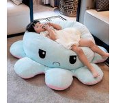 Pulpo de peluche reversible, juguetes grandes de almohada de cojín de pulpo de felpa Azul 90cm