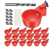 16 piezas de vasos de agua de pollo automáticos bebederos de aves de corral con broca Rojo
