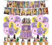 Unbrand Tangled Rapunzel Princess Theme Birthday Party Decoration Supplies Banner Balloons Cake Cupcake Toppers Set