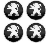 4pcs 56mm Car Wheel Center Hub Caps Badge Stickers Calcomanía para Peugeot 206 308 307 207 208 3008 407 2008 508 5008 301 406,56mm Negro