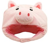 Sombrero de cerdito rosa de felpa novedoso sin decoloración y buena elasticidad adecuado para el adorno de disfraces de cosplay