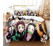 Juegos de edredón de cama de 3 piezas Anime 3D Anime Chracters Demon Slayer Print Edredón Funda Juegos de ropa de cama Twin Full Queen King Size co...