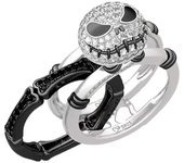 Tikuajgift Antes del anillo, 2 en 1 antes de J-ack Skellington Rhinest Finr Ring size 11