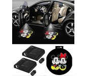 Heyone Proyector de logotipo de luces de puerta de coche de 2 piezas para Mickey y Minnie Mouse Luces del proyector de la puerta del coche Bienveni...