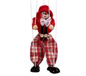 Payaso Mano Marioneta Juguetes Títeres Niños Madera Colorida Marioneta Muñeca Padre-Hijo Juguetes Interactivos Rojo