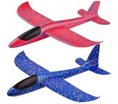 Barsinfi Paquete de 2 Juguetes de Avión, 19 Avión de Espuma Grande Arrojadizo, 2 Planeador de Modo de Vuelo, Juguete Volador Para Niños, Regalos de...