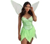 Mujeres Hadas Campana Disfraz Vestido Elfos Verdes Cosplay Vestido con Alas Verdes Verde L