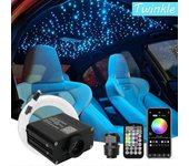 Nuevo kit de luces de techo de estrella de fibra óptica Twinkle Rgbw de 16w Smart App Motor controlado por sonido para automóvil Luz de fibra óptic...