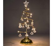 Tsim Luces de árbol de cristal de Navidad Decoración de árbol de Navidad de mesa de 13 pulgadas Lámpara de árbol de Navidad con LED y colgante de c...