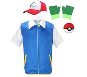 Dibujos animados Anime Ash Ketchum Trainer Chaqueta Azul Disfraz P-PokemonING Go Chaqueta Azul 120 cm