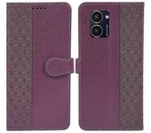 Para HMD Pulse Pro/Pulse+/Pulse Funda de Teléfono con Cierre Magnético de Cuatro Hojas de Cuero Trébol - Negro Púrpura oscuro