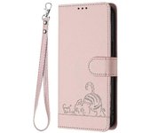 Foxdock Estuche para Samsung Galaxy Note 10 PLUS Cat RFID Wallet Flip Cover Card Slot Holder Kickstand Rosa