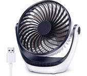 Ersam Ventilador de escritorio Ventilador de mesa pequeño con fuerte flujo de aire Operación silenciosa Velocidad del ventilador portátil Cabezal a...