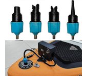 Adaptador de bomba de sup inflable convertidor de válvula de aire del compresor con 4 boquillas de válvula de aire Azul