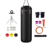 Succebuy Saco de boxeo para adultos, juego de sacos de boxeo pesados de PVC de 4 pies, saco de boxeo con cadenas y guantes, saco de boxeo colgante ...