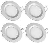 Tsim x Foco LED Empotrable 12V Orificio 58-65mm 3W 3200K Plafón Empotrable para Autocaravana Barco Caravana Van Yate Blanco Cálido (Acabado Plata)