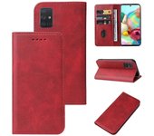Para Samsung Galaxy A71 4G Funda de cuero con cierre magnético Rojo