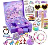 Calendario de Adviento para niños, Juguete de joyería de unicornio para niñas Calendarios de cuenta regresiva de 24 días