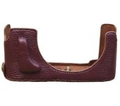 Estuche inferior de cámara de cuero genuino para Leica M11, cubierta de medio cuerpo anticaída Café