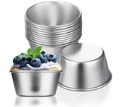 12 Piezas Moldes Individuales Moldes para pudín Tazas Mini moldes fundidos de chocolate Antiadherente Pastel de magdalenas Coo plata