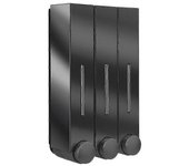 3 Cámara resistente al agua montaje en pared Dispensador de jabón y ducha Dispensador de espuma de mano Home Hotel Baño triple negro