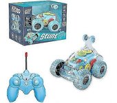 Juguetes de coches de acrobacias RC con luz LED, rotación de 360 volteretas - Coches eléctricos de control remoto para niños pequeños azul