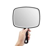 Espejo de mano, espejo de mano negro con asa, 6.3" W x 9.6" L