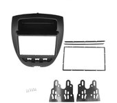 Coche 2 Marco de radio DIN para C1 107 2005-2014 Kit de salpicadero de fascia DVD Panel de radio Cubierta estéreo Negro
