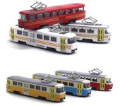 Tren Tranvía Coche de juguete fundido a presión Musical Iluminado Juguete para niños Regalo navideño Azul gris