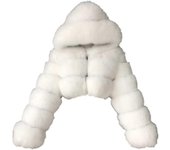 Morakot Abrigo de piel sintética para mujer con capucha Abrigos de burbujas recortados Chaquetas cortas cálidas de vellón Abrigos de invierno de ta...