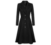 Gabardina de lana para mujer Abrigo de mujer (gzyv) Negro XL