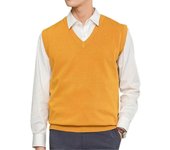 Suéter cálido suelto sin mangas chaleco hombre V-cuello jersey chaleco Amarillo L