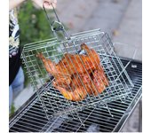 Unbrand Cesta portátil de parrilla de barbacoa, cesta de parrilla de pescado de acero inoxidable con asa extraíble, perfecta para asar bistec, salm...
