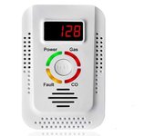 Detector de gas natural y detector de monóxido de carbono CO, monitor detector de gas combustible para CO, metano en enchufe de cocina-UE Blanco