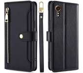 Para Samsung Galaxy Xcover7 Wallet Case Funda de cuero para teléfono a prueba de golpes con 2 correas - Negro Multicolor Black
