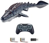 2.4G RC Dinosaurio, RC Juguetes Acuáticos RC Barco con Luzpara Piscina Juguetes Acuáticos (con 2 Baterías) Negro