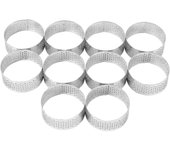 Paquete de 10 anillos para tartas de acero inoxidable de 5 cm, anillo de mousse para pasteles perforados resistentes al calor, anillo redondo para ...