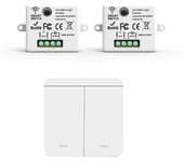 Interruptor de pared de luz inalámbrica 2PCS RF 433Mhz Receptor de relé con 1x 2Gang Interruptor de panel Control remoto LED para lámpara LED Blanco