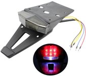 Guardabarros trasero de motocicleta negro con luz trasera de freno LED para dirt bike motocross luz trasera freno parada matrícula lámpara 31x13x8c...