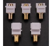 Paquete de 5 enchufes de conector de inserción RCA hembra a presión en el puerto del adaptador acoplador en línea chapado en oro para pared Amarill...