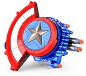 Marvel Avengers Mech Strike Captain America Strikeshot Shield Role Play Toy con 20 balas blandas, para niños de 5 años en adelante A