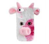Encantadora cubierta de funda de teléfono de vaca de felpa de dibujos animados compatible con 7, 8 y SE 2020 Rosa Apple iPhone 7 8 SE 2020
