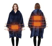 Manta calefactada con capucha sin batería Manta eléctrica USB con mangas y bolsillo, suéter con calefacción con capucha con capucha de gran tamaño ...