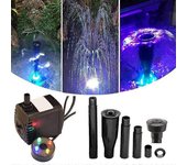 600l / h 4 Led Bomba de agua eléctrica Fuente pequeña Jardín al aire libre Estanque de peces Enchufe del Reino Unido