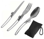 Juego de cucharas de tenedor de cuchillos plegables de 3 piezas Juego de cubiertos plegables Juego de cubiertos de camping de acero inoxidable para...